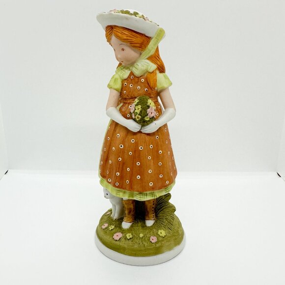 SOLD Vtg 70's Holly Hobbie Country Prairie Girl Cat Redhead Flowers Cottagecore - Picture 2 of 7
